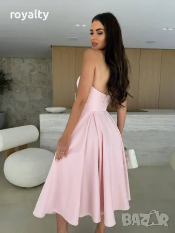 Дълга елегантна розова дамска рокля , снимка 7 - Рокли - 49486539