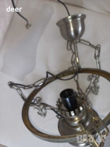Красив метален , белгийски абажур, снимка 4 - Полилеи - 43436945