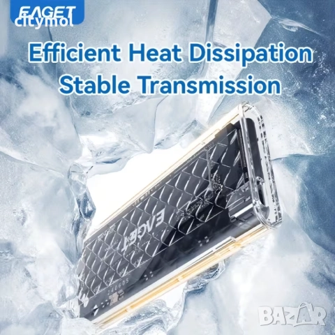 EAGET кутия за M.2 NVMe SSD, USB 3.2 Gen 2 (10 Gbps), прозрачна с RGB, PCI-E M2 M-Key 2280 2260 2242, снимка 4 - Други - 52624917