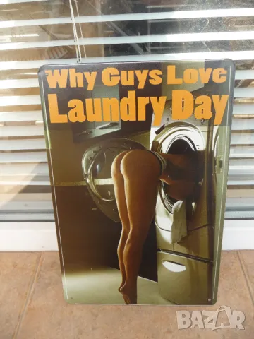 Метална табела Защо мъжете обичат деня за пране еротика дупе секси пералня