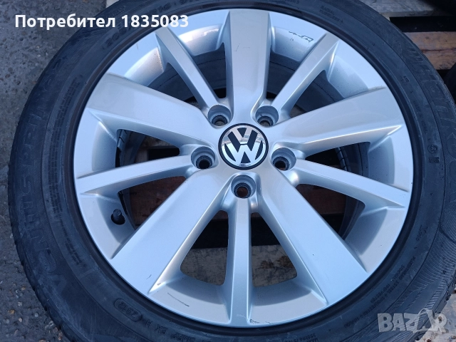 Лети джанти 16ки 5х112 VW + летни гуми 205/55/16 Hankook, снимка 5 - Гуми и джанти - 52866696