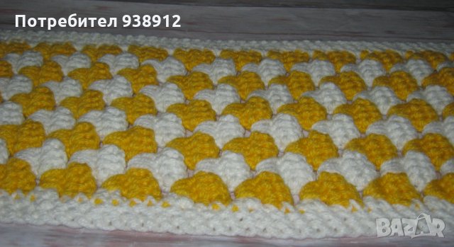 Дамски зимен шал "Сладолед" в бяло и жълто, снимка 3 - Шалове - 35253143