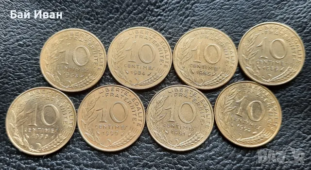 Лот монети 10 сантима различни години Франция /4/- прекрасни !, снимка 16 - Нумизматика и бонистика - 49654976