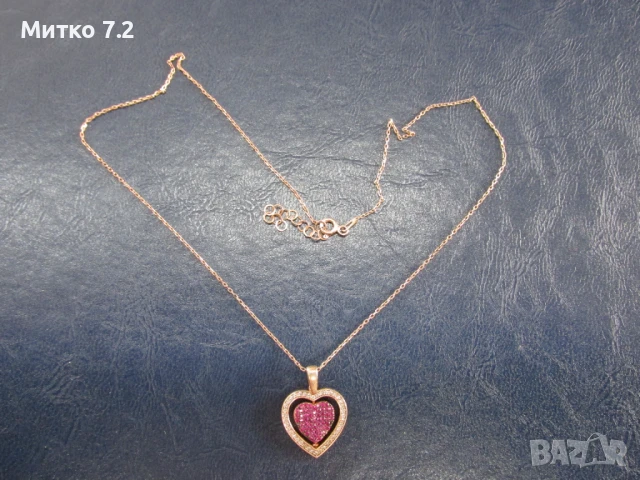 Дамски сребърен медальон сърце, снимка 2 - Колиета, медальони, синджири - 50544596