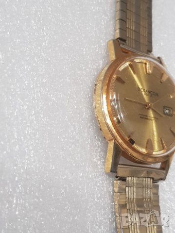 Мъжки позлатен механичен часовник Besancon - Antimagnetic-, снимка 4 - Антикварни и старинни предмети - 35306599
