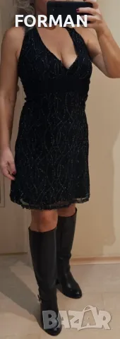 Черна рокля с отворен гръб цялата в пайети, снимка 5 - Рокли - 48121660