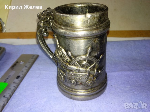 Стар КОЛЕКЦИОНЕРСКИ РУСКИ ЦИНКОВ КАПИТАНСКИ СВЕЩНИК - ЧАШКА с ОРНАМЕНТИРАНИ ВЕТРОХОД и ОРЪДИЕ 42644, снимка 13 - Колекции - 43828026