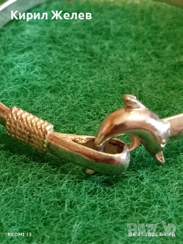 Сребърна гривна с Делфин 🐬 символизира хармония,свобода ювелирна изработка 26364, снимка 2 - Гривни - 52982568