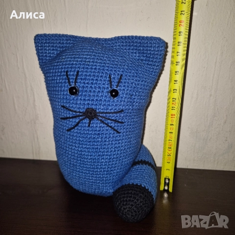 Коте, плетено на една кука, снимка 4 - Декорация за дома - 52438135