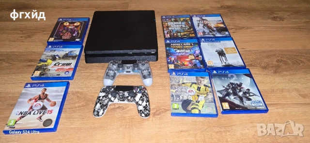 PS4 Slim-500 Гб + 2 Контролера и 9 игри