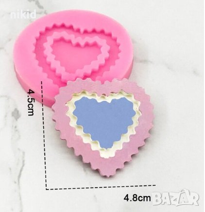 Двойно къдраво сърце с дупка силиконов молд форма рамка фондан декор