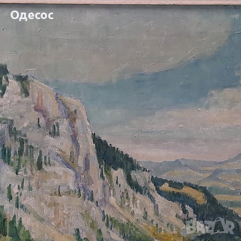 Стар Алпийски пейзаж на худ. Eugen Nell от 1951 г., снимка 7 - Антикварни и старинни предмети - 44003465