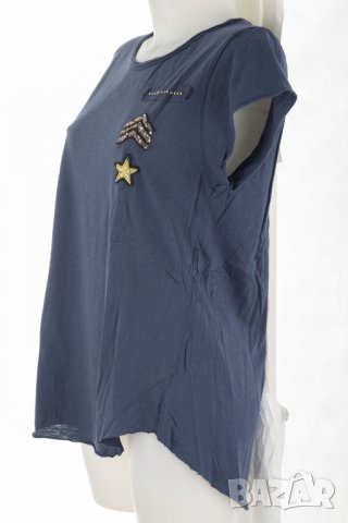Тъмносиня памучна дамска блуза марка Chic by Tantra, снимка 3 - Корсети, бюстиета, топове - 29006062