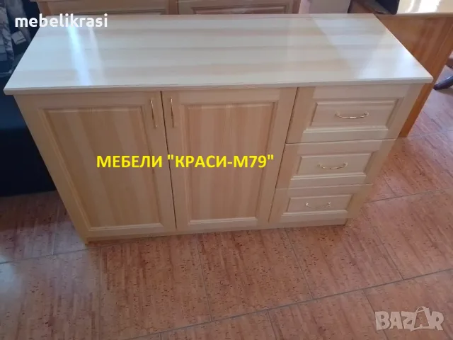 Шкаф от дърво с 2 врати и 3 таблени чекмеджета.Наличен!, снимка 2 - Шкафове - 48028132