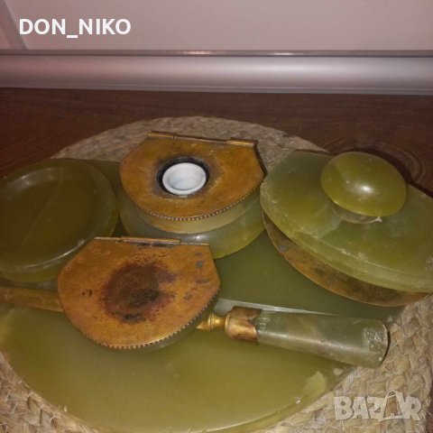 Мастилница от Зелен Оникс и Бронз, снимка 6 - Антикварни и старинни предмети - 44009817