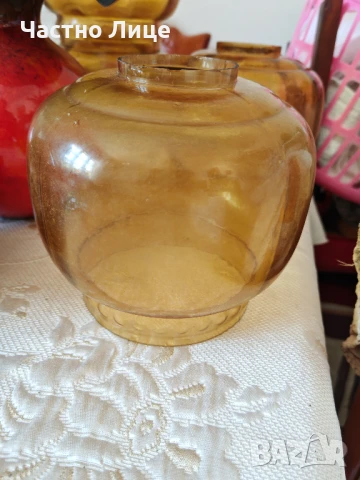 Три Старинни Големи Български Соц Стъкла Стъкло Абажур за Осветление, снимка 2 - Други - 50562154