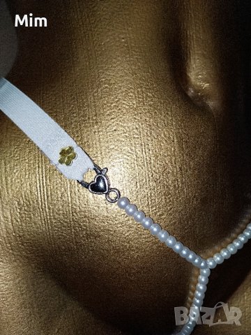 М / XL Прашка от бели перли със странично закопчаване , снимка 6 - Бельо - 43024615