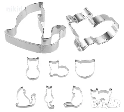 сет 9 бр коте котки котета метални форми резци форма резец тесто сладки, снимка 5 - Форми - 47514795