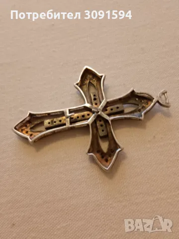 Много красив голям сребърен кръст със циркони проба925, снимка 16 - Антикварни и старинни предмети - 47621877