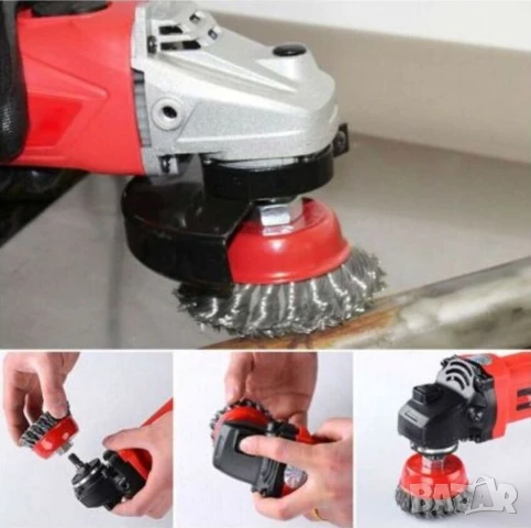 Телени ЧЕТКИ Ф 110 185 200 мм Дискове Шайби Гайки Ключове Принадлежности за Ъглошлайф Шмиргел БАРТЕР, снимка 9 - Други инструменти - 51395208