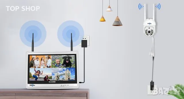 Hiseeu 5MP безжична PTZ система охранителни камери с 12" монитор, снимка 8 - Комплекти за видеонаблюдение - 48788795