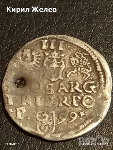 Сребърна монета 3 гроша 1599г. Сигизмунд трети Полша за КОЛЕКЦИЯ 52967, снимка 7 - Нумизматика и бонистика - 53097389