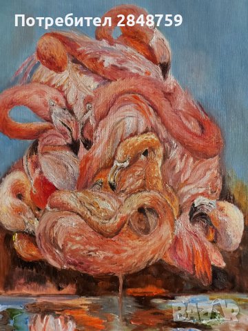 "Фламинга",картина, 65/50 см, снимка 3 - Картини - 36094226