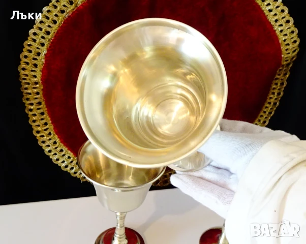 Посребрени чаши за вино 160 мл.,релеф. , снимка 3 - Антикварни и старинни предмети - 51395179