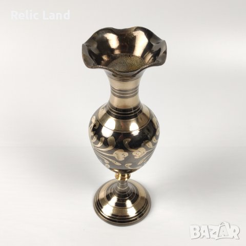 Ваза месинг флорал, снимка 4 - Антикварни и старинни предмети - 43861795