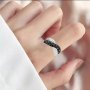 Красив сребърен пръстен с камъни черни, снимка 4