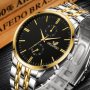 ✨Мъжки ръчен кварцов часовник ORLANDO с метална каишка - в златно и черно, снимка 7