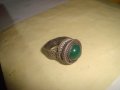 СРЕБЪРЕН СТАР 19 ВЕК ПРЪСТЕН с ГОЛЯМ ШЛИФОВАН КАМЪК ЗЕЛЕН АХАТ - СРЕБРО СТАРО ГРАДСКО БИЖУ 22478, снимка 17
