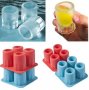 3D 4 бр чаши чаша за шот шотове силиконов молд форма за лед шоколад гипс и др., снимка 1 - Форми - 27598315