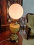 Страхотна антикварна настолна лампа бронз и порцелан , снимка 7