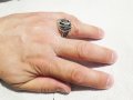 мъжки сребърен пръстен, старинен, красив със скорпион и много инкрустирани камъни марказити , снимка 4