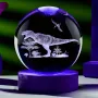 LED Светеща кристална топка/лампа, 3D сензорна - Динозавър, снимка 3