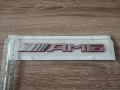 Mercedes Benz AMG сребриста емблема с червен кант, снимка 3