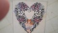 схема и конци за малко гобленче " Сърце с цветя ", снимка 3