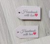 20 бр бежови Handmade with love Тагове табелки етикети картонени подаръци ръчна изработка