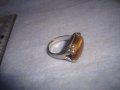 СТАР ПОСРЕБРЕН СКЪПОЦЕНЕН АР ДЕКО ПРЪСТЕН с ЮВЕЛИРНО ШЛИФОВАН НАТУРАЛЕН КАМЪК ТИГРОВО ОКО 26358, снимка 9