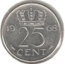 Netherlands-25 Cents-1968-KM# 183-Juliana