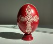 Великденско дървено яйце с икона, боядисано и лакирано и 2 тематични фигурки, снимка 4