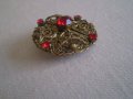 Стара Дамска Брошка месинг кристал, снимка 4