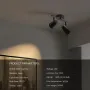 Двупосочни черни таванни прожектори Aisilan, въртящи се, включително 2 x 7W GU10 LED крушки, снимка 3
