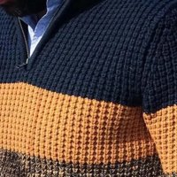 Мъжки ежедневен пуловер с  V-образно деколте и цип със стояща яка, 2цвята - 023, снимка 2 - Пуловери - 43148062