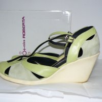 Roberta обувки, платформа 7см, светло зелен естествен велур – 37 номер, 24.5см, снимка 1 - Дамски ежедневни обувки - 28761721