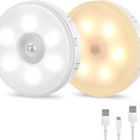 LED нощна лампа с топло/студено бяло, сензор за движение, вътрешни USB акумулаторни лампи - 2 броя, снимка 1 - Лед осветление - 44867314