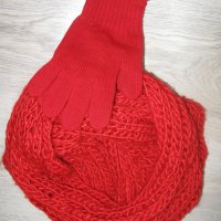 Плетен шал и ръкавици лот, снимка 2 - Шалове - 35579986