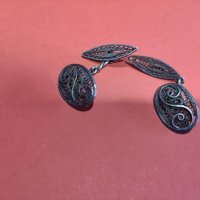 Стари сребърни ръкавели филигран , снимка 1 - Антикварни и старинни предмети - 37761719