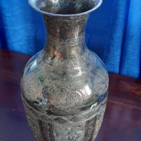 Посребрена медна ваза - много красива, снимка 4 - Вази - 40749860